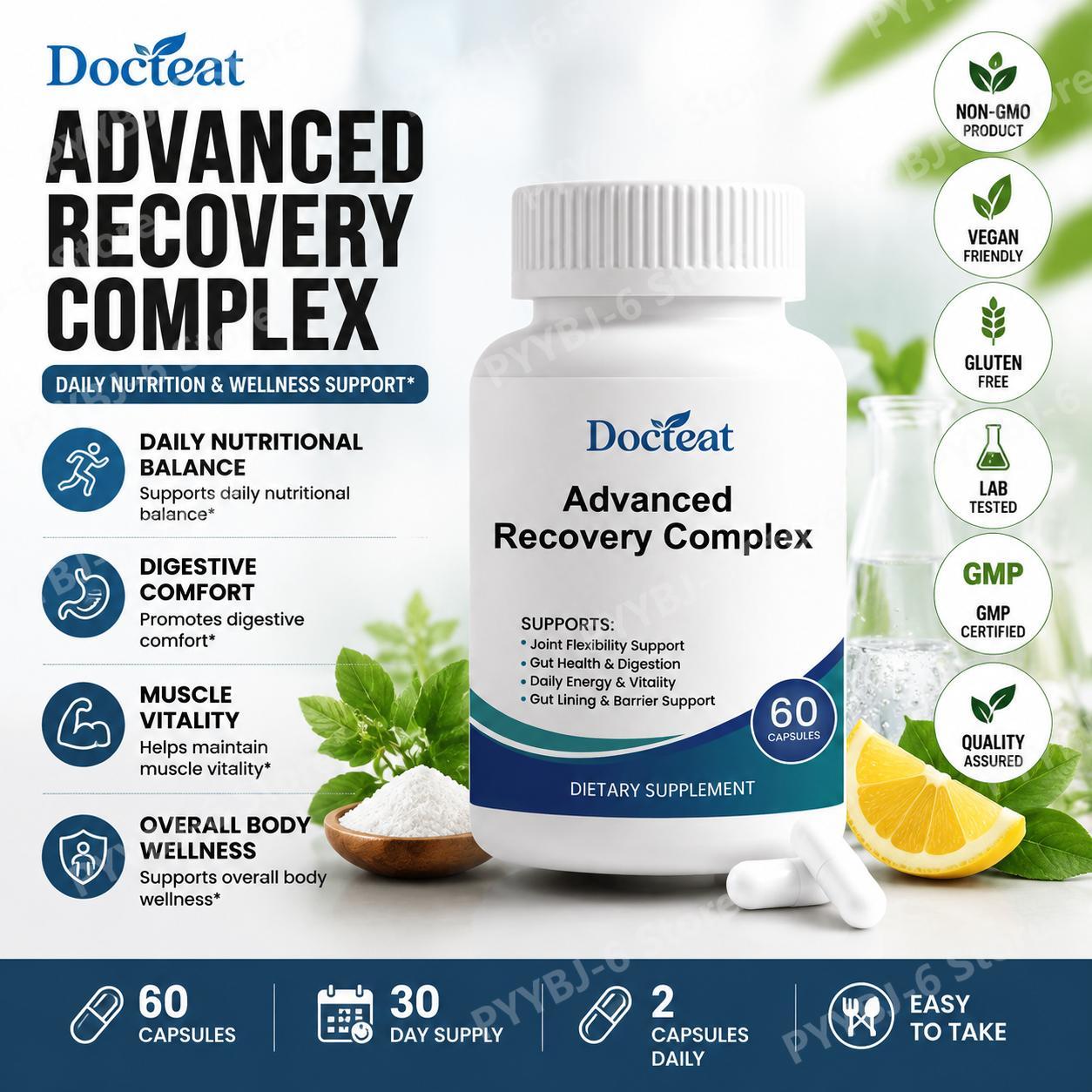 Health Wellness & Nutrition Center Llc - Fortschrittlicher Regenerationskomplex 60 Kapseln mit L-Glutamin,
